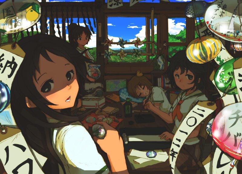 Anime girls in a shop