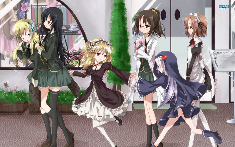Anime Girls in a Shop — Green