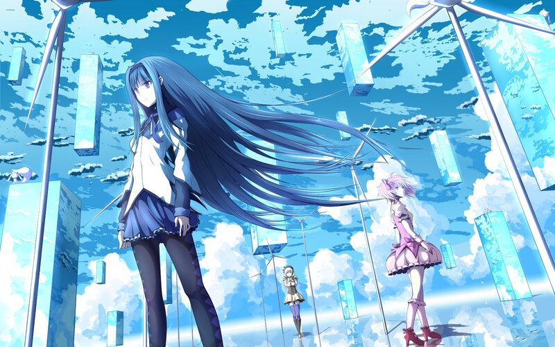 anime girls in a sky world