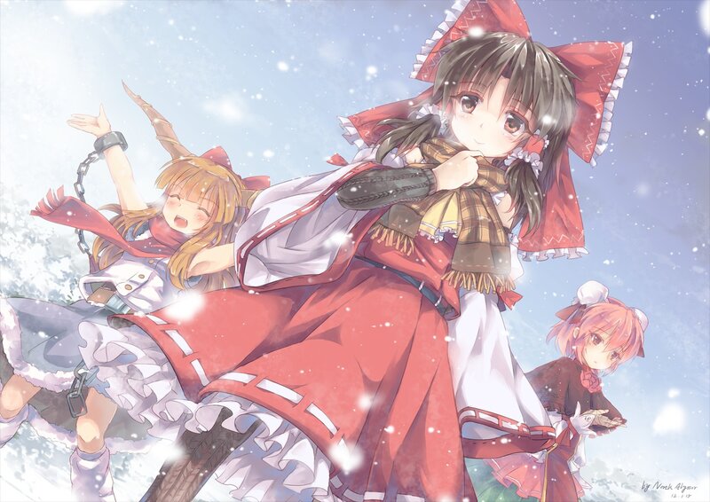 Anime girls in a snowy scene