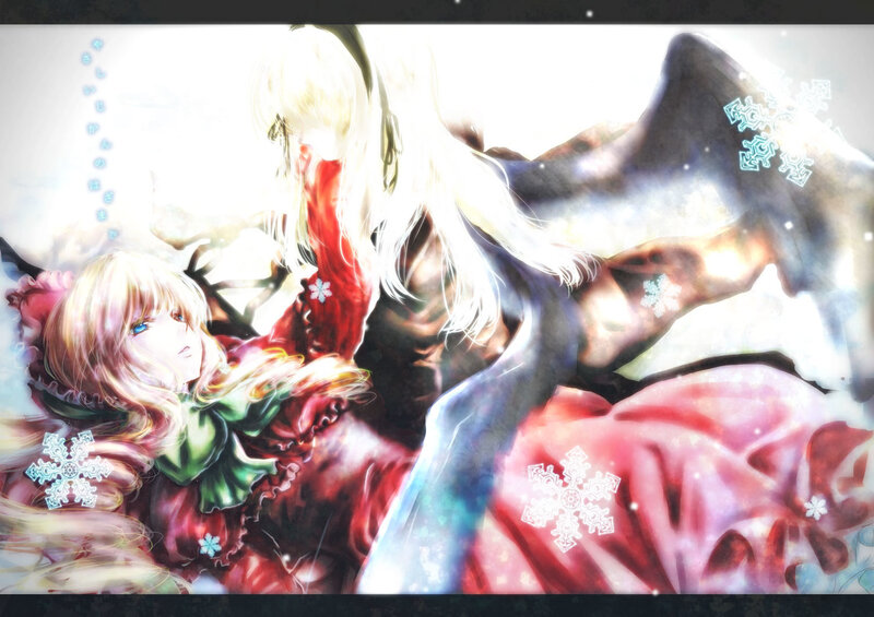 Anime girls in a snowy scene