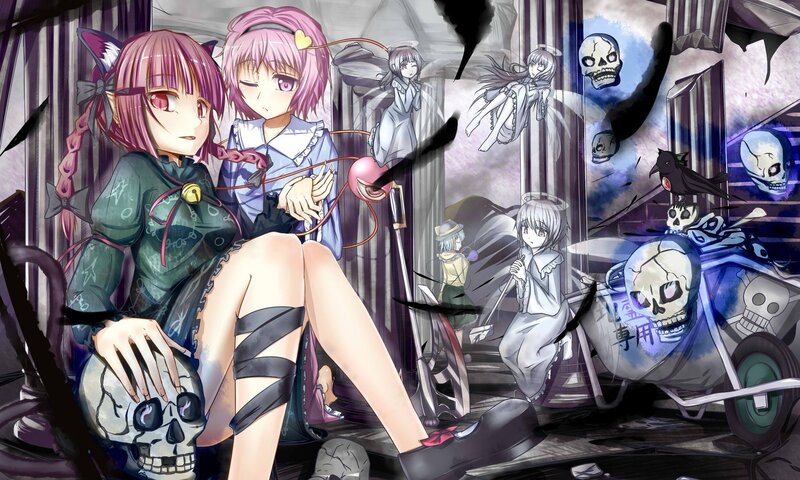 anime girls in a spooky scene