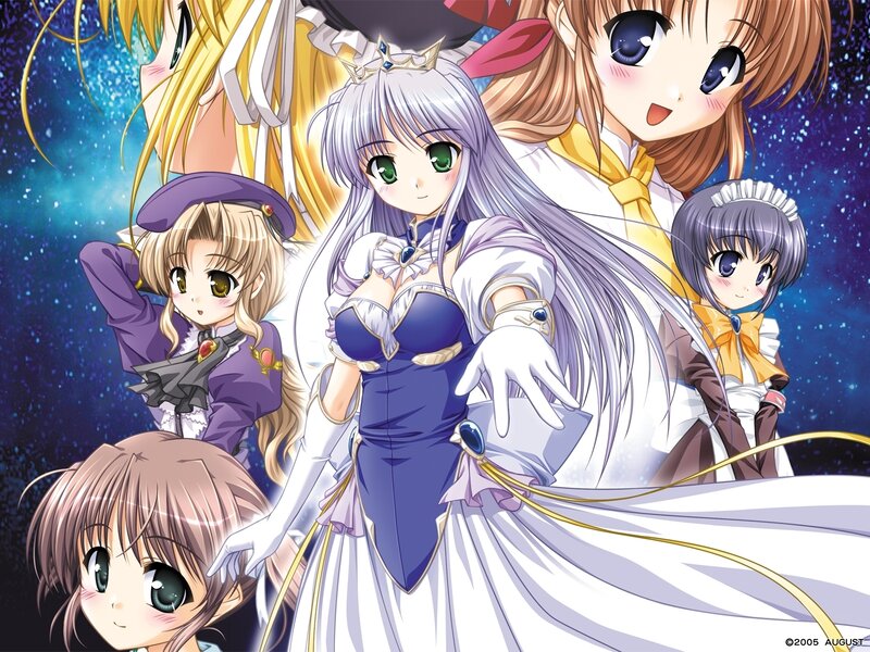 anime girls in a starry scene