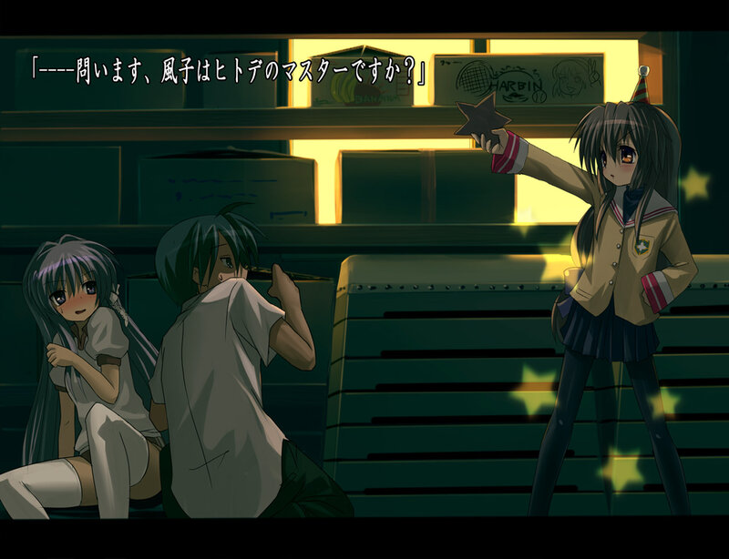 Anime girls in a storage room