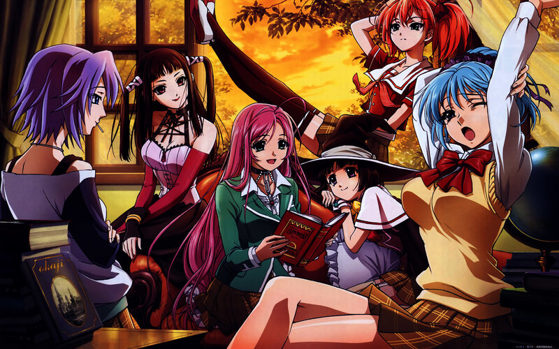 anime girls in a study group
