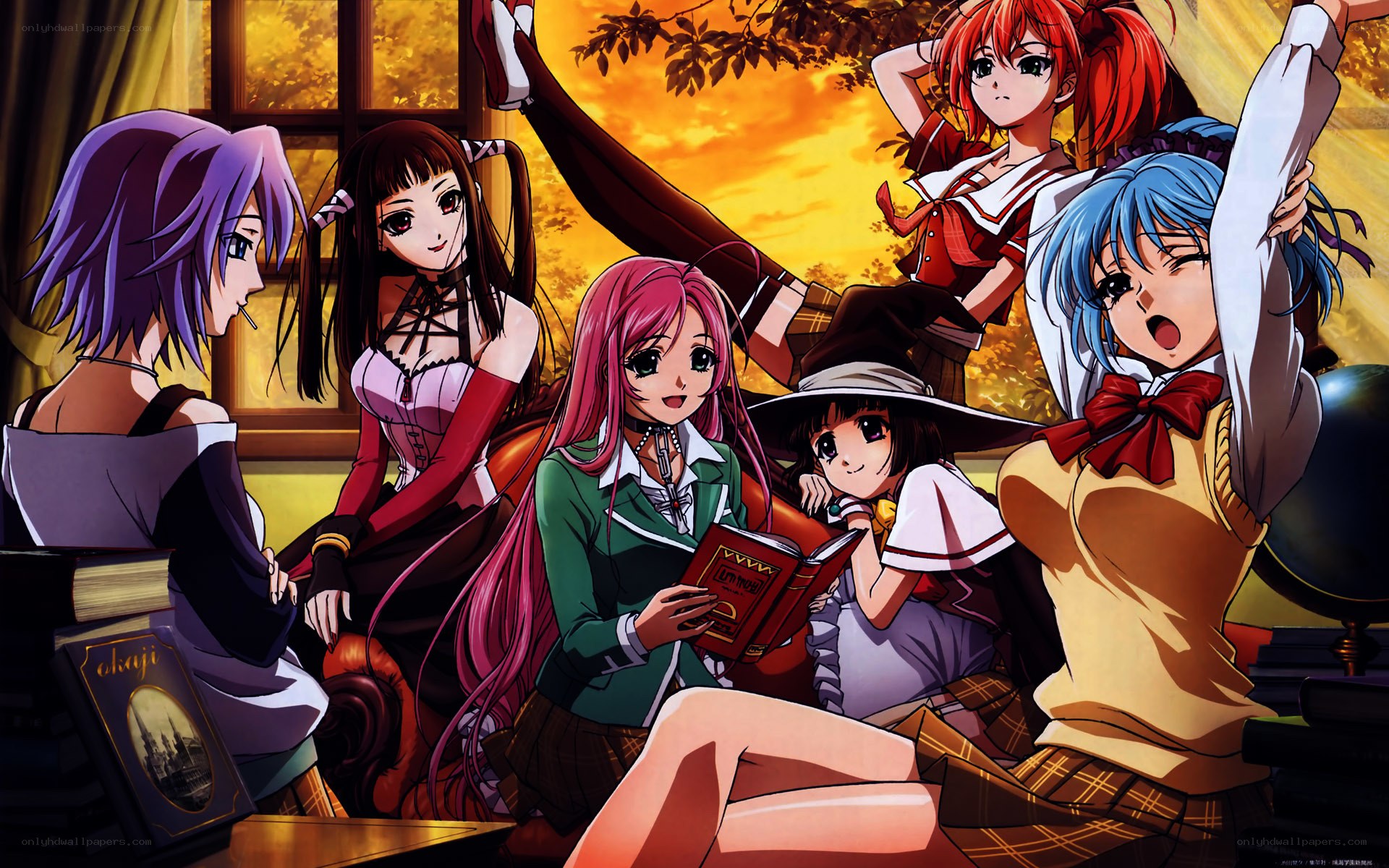 anime girls in a study group