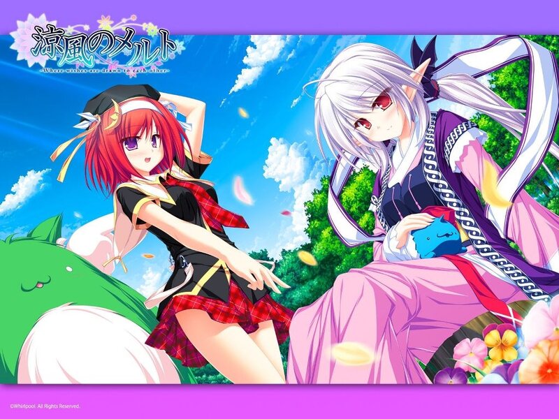 Anime girls in a sunny field