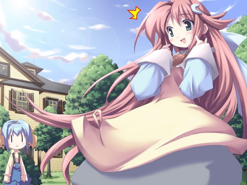 Anime girls in a sunny yard