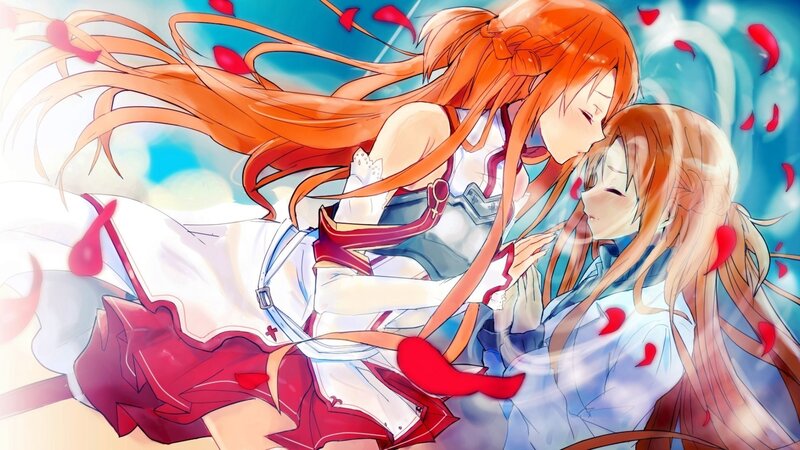 anime girls in a tender moment