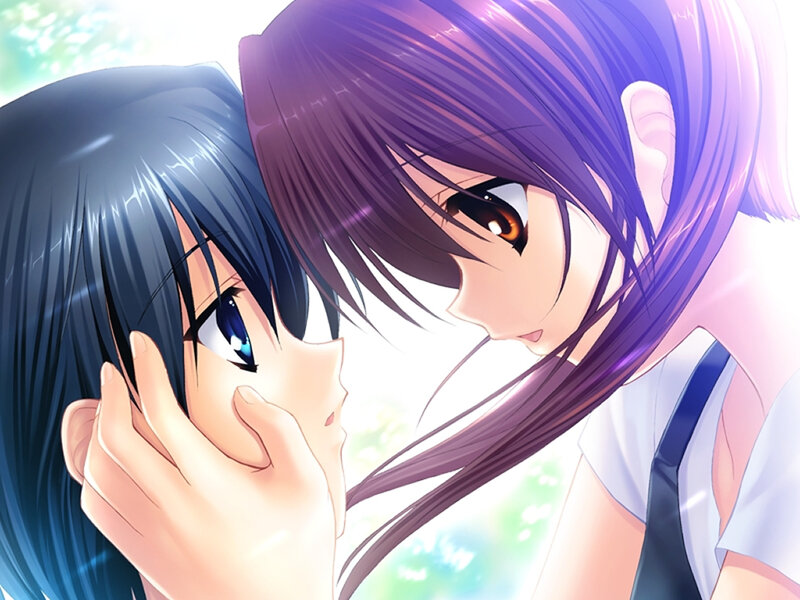 anime girls in a tender moment