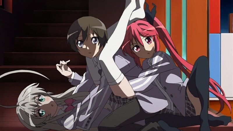 Anime girls in a tense moment
