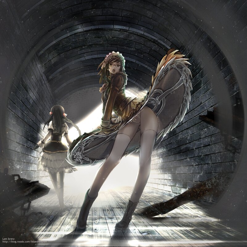 Anime girls in a tunnel