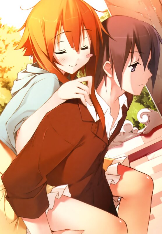 Anime girls in a warm embrace
