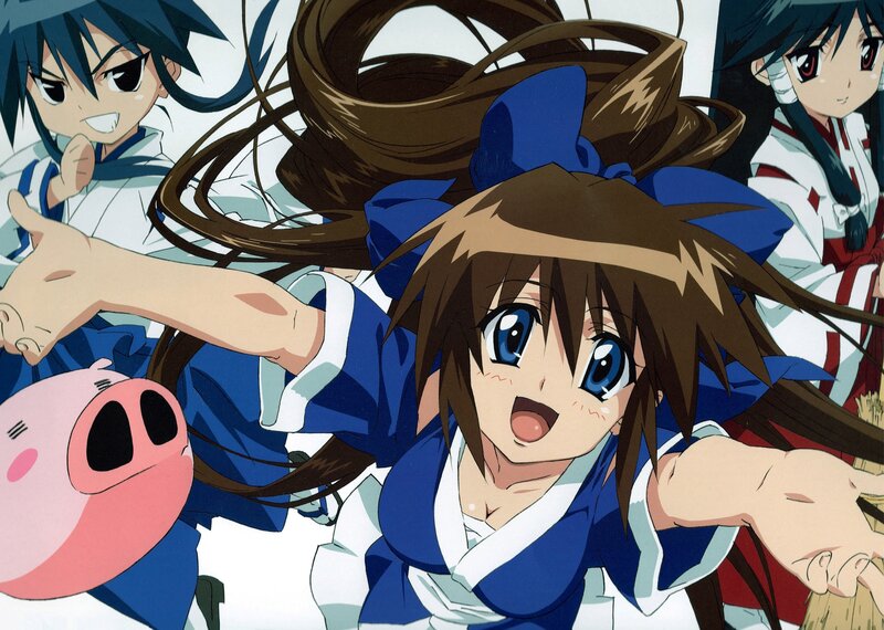 Anime Girls in Action — Blue, Dynamic, Pig
