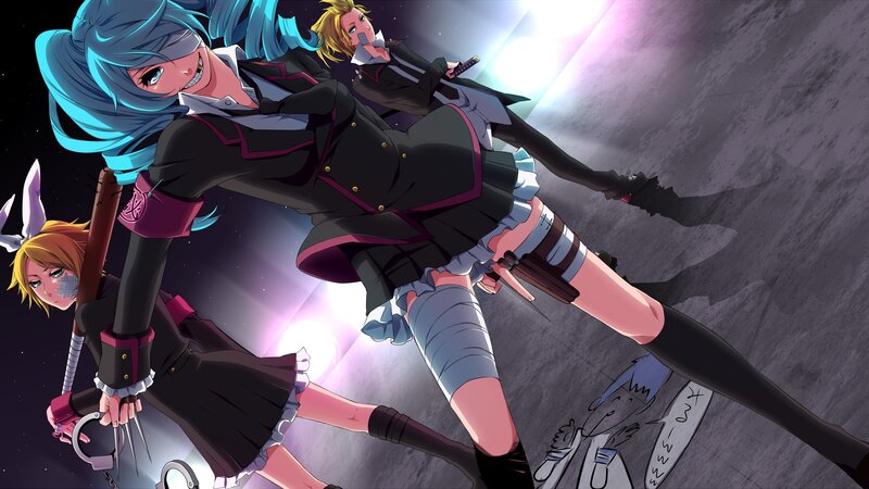 anime girls in action pose