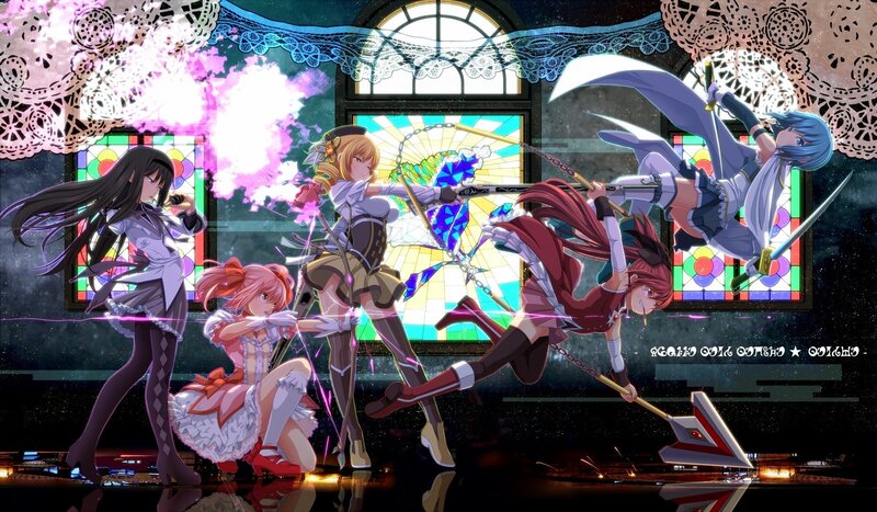anime girls in action scene