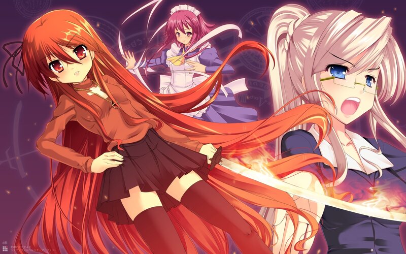 Anime girls in action scene