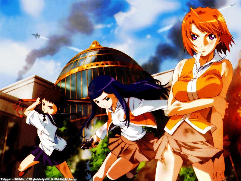 anime girls in action scene