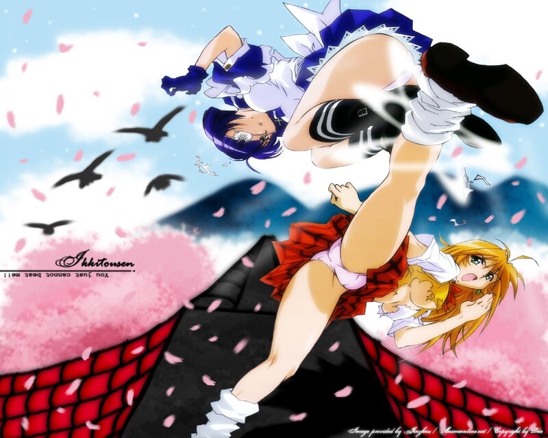 Anime girls in action scene