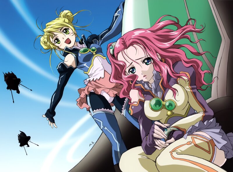 Anime girls in action scene
