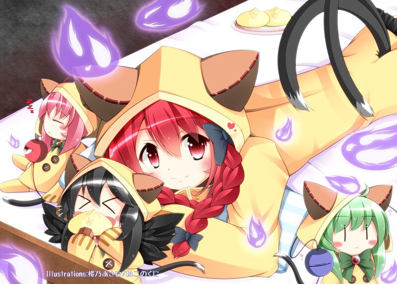 Anime girls in animal hoodies