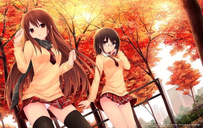 Anime girls in autumn