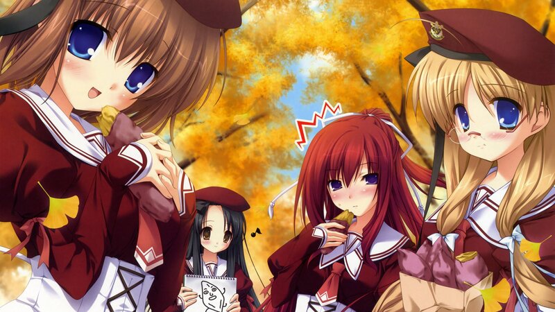 anime girls in autumn