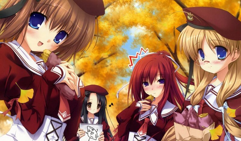 anime girls in autumn