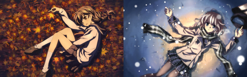 Anime girls in autumn and winter