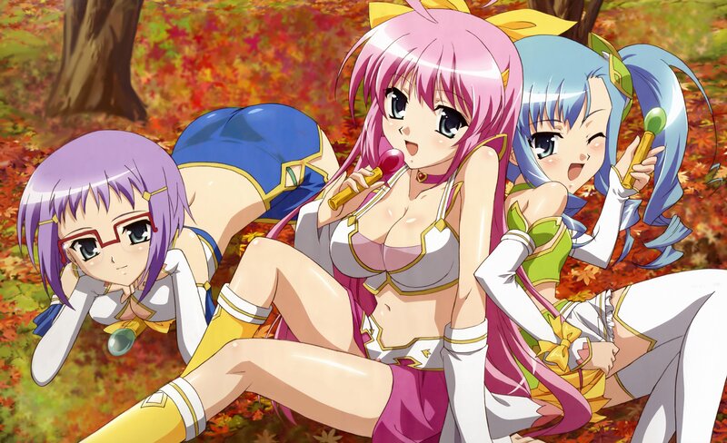 Anime girls in autumn forest