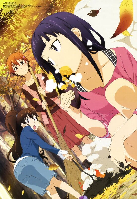 Anime girls in autumn forest