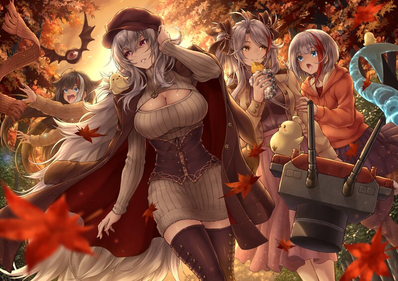 Anime Girls in Autumn — Orange