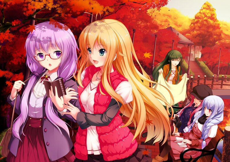 Anime Girls in Autumn — Red, Serene