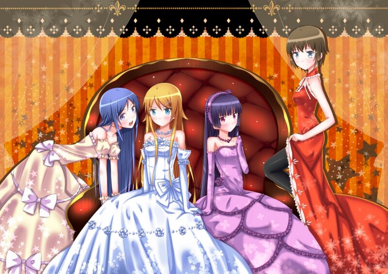 anime girls in ball gowns