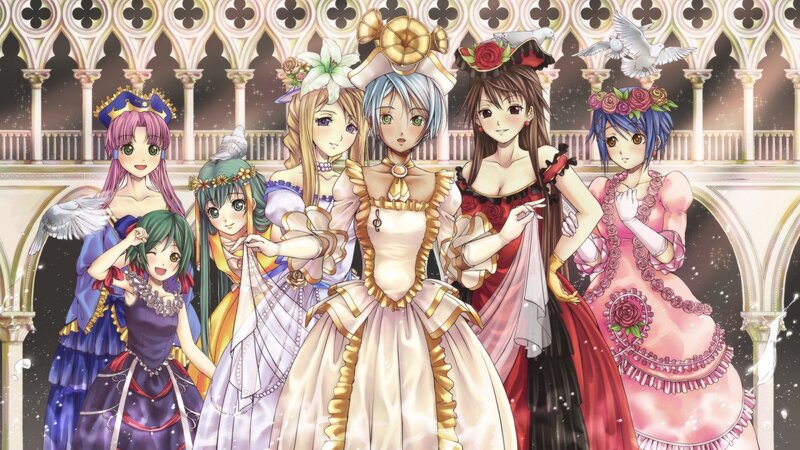 anime girls in ball gowns