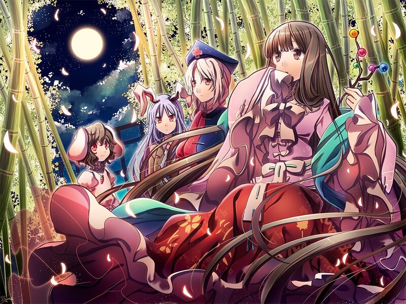 Anime girls in bamboo forest