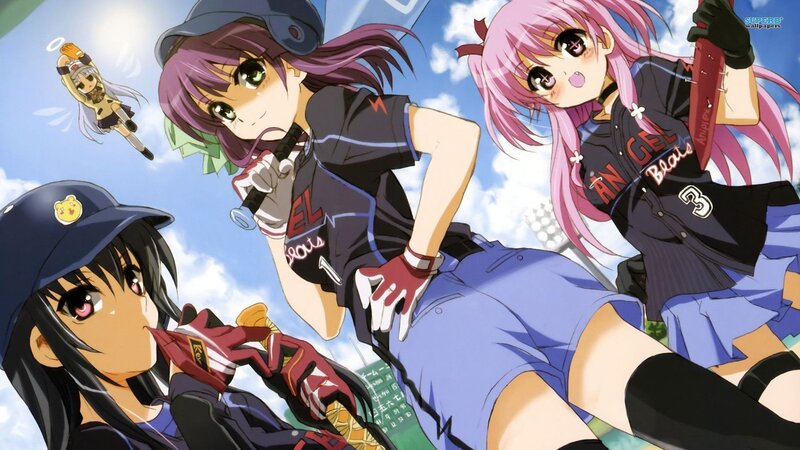 anime girls in baseball uniforms