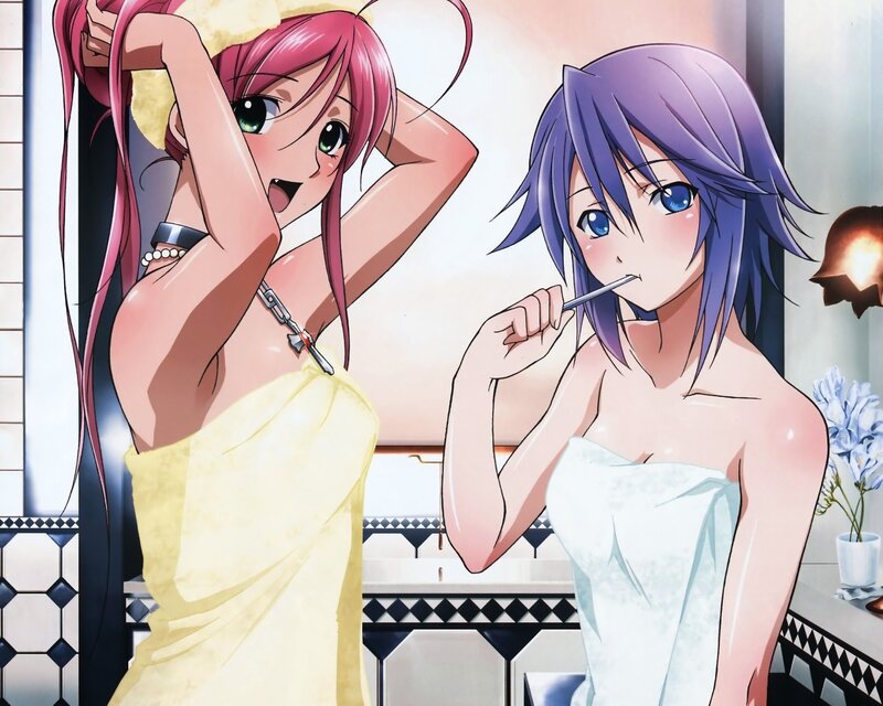anime girls in bathroom