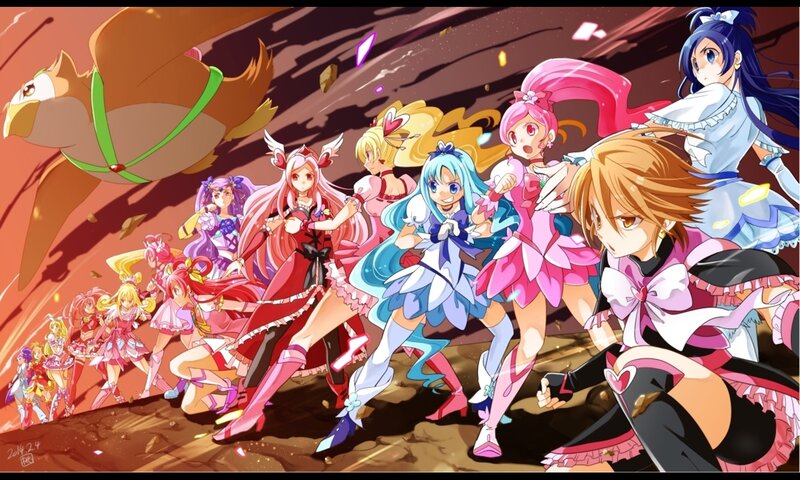 Anime Girls in Battle — Pink, Dramatic, Monster