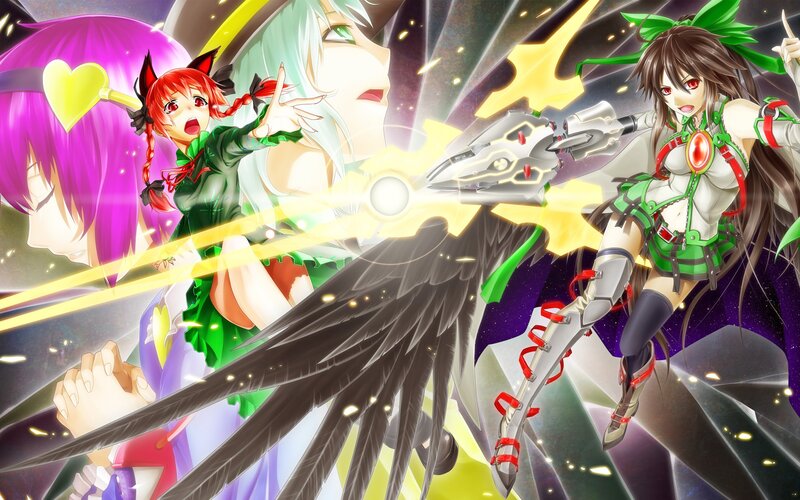 anime girls in battle scene