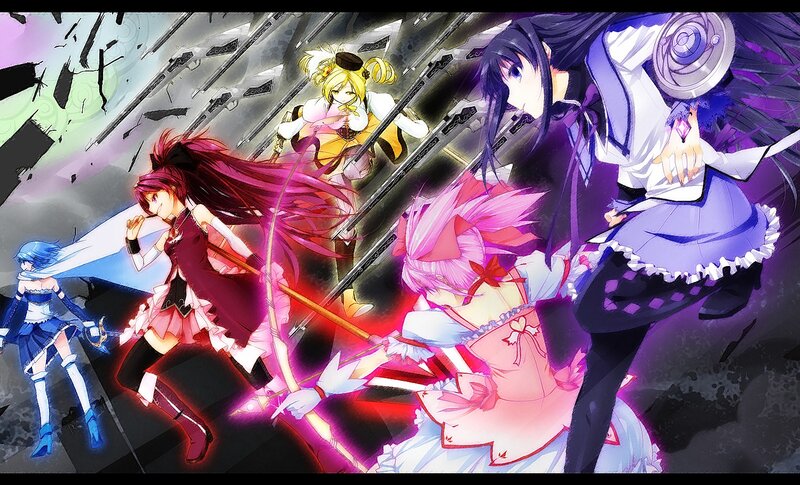 anime girls in battle scene