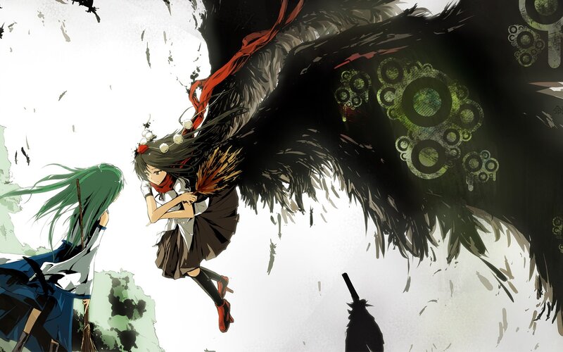 Anime girls in battle with dark creature