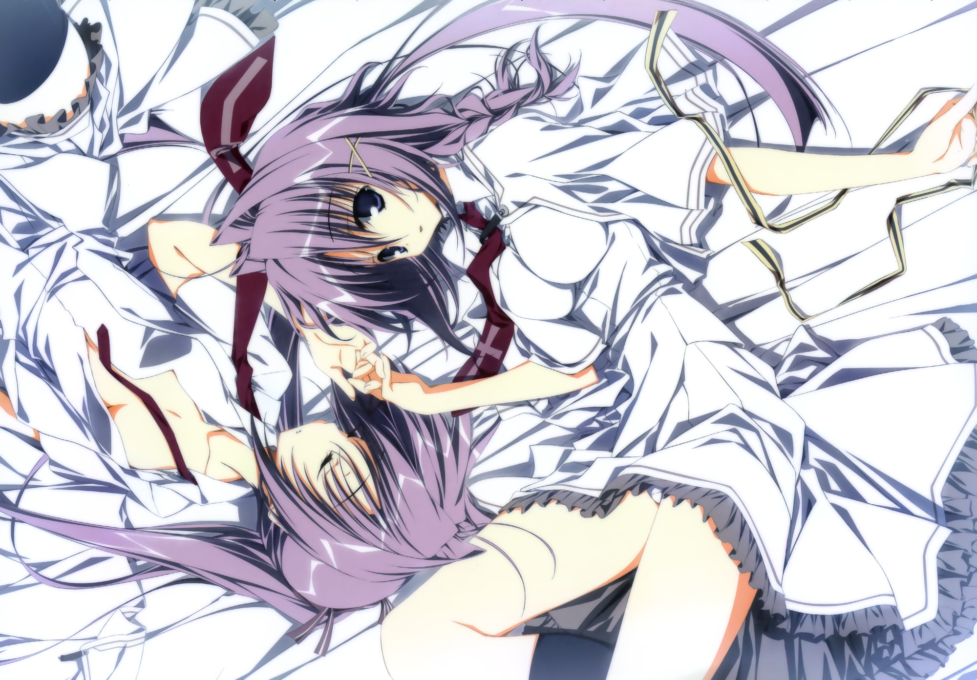 anime girls in bed