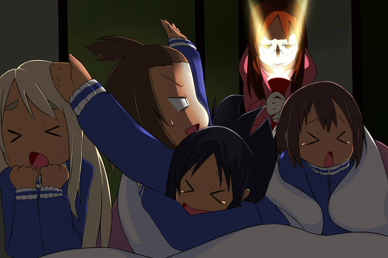 Anime Girls in Bed — Blue, Sleepy