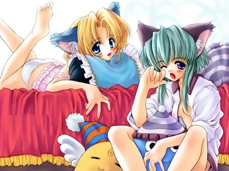 Anime girls in bed together