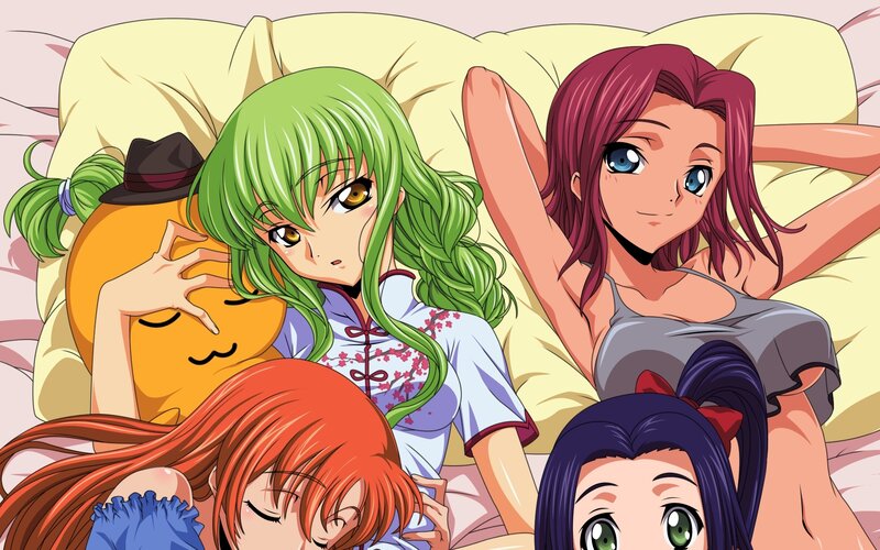 anime girls in bed together