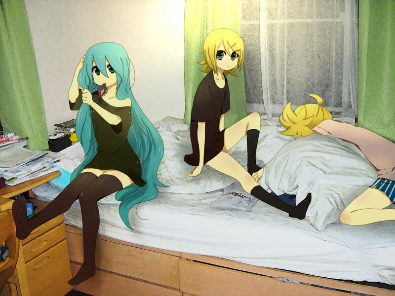 anime girls in bedroom