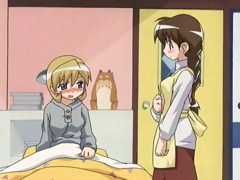Anime girls in bedroom scene