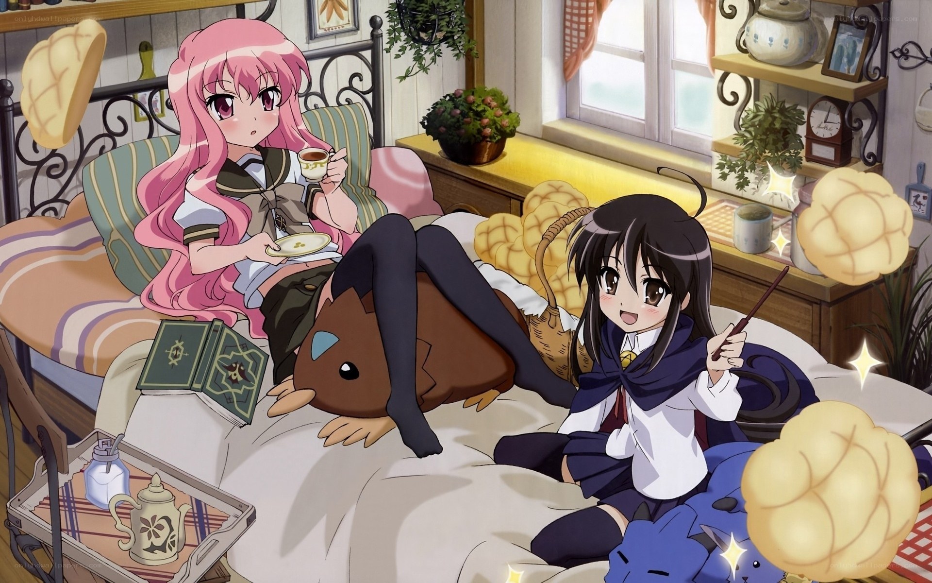 Anime girls in bedroom