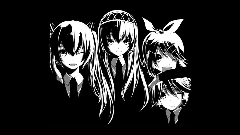anime girls in black and white